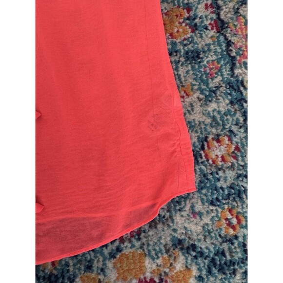 Vince Camuto Neon Orange Sheer Tie Blouse Size Small - Picture 8 of 8